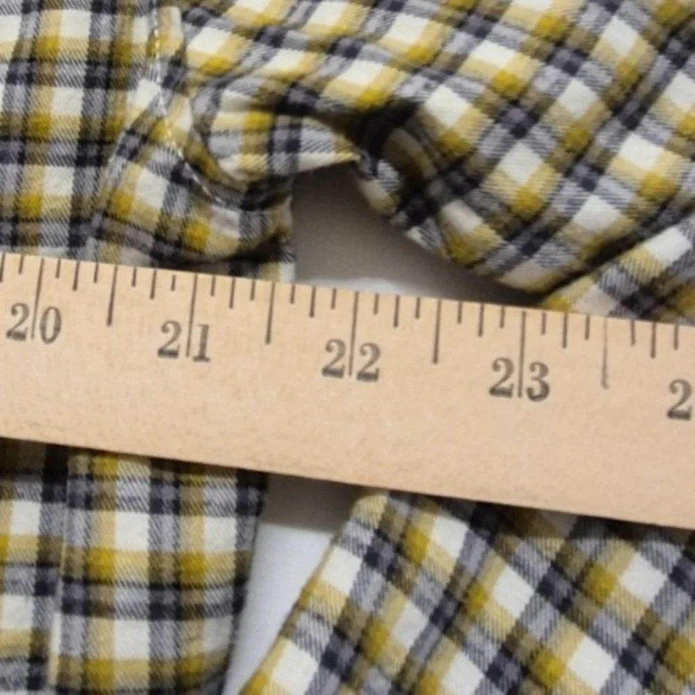 Banana Republic Untucked Fit men's brown plaid‎ LS button up shirt LG Cotton
